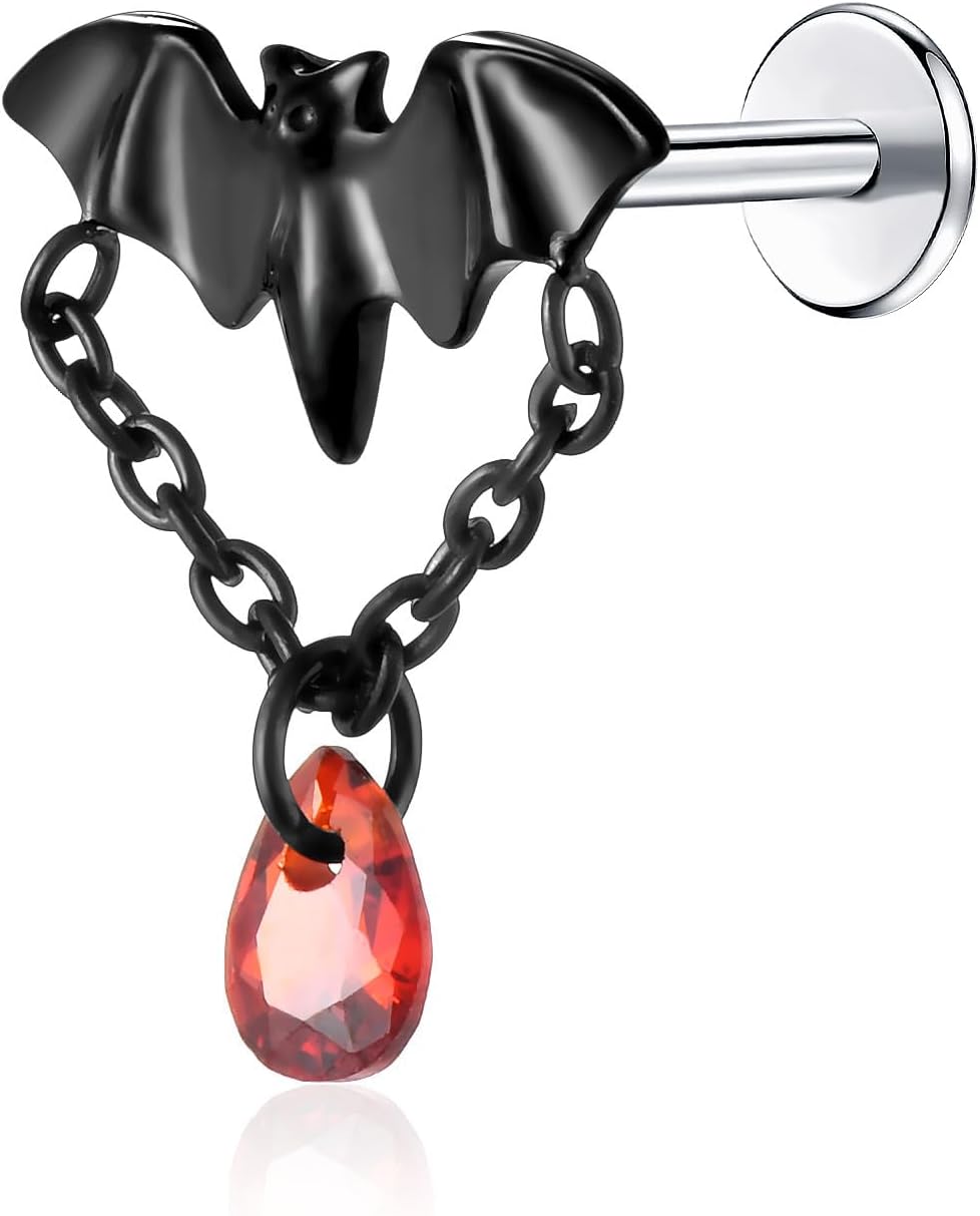 1Pcs G23 Titanium Flat Back Earrings Studs 16g F136 Implant Grade Titanium Labrets Press Fit Threadless Push In Dainty Cartilage Helix Conch Lobe Lip - QIAO CrystalQIAO CrystalQIAO Crystal