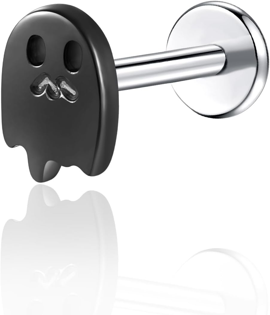 1Pcs G23 Titanium Flat Back Earrings Studs 16g F136 Implant Grade Titanium Labrets Press Fit Threadless Push In Dainty Cartilage Helix Conch Lobe Lip - QIAO CrystalQIAO CrystalQIAO Crystal