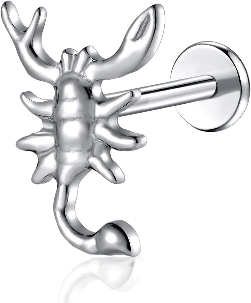 1Pcs G23 Titanium Flat Back Earrings Studs 16g F136 Implant Grade Titanium Labrets Press Fit Threadless Push In Dainty Cartilage Helix Conch Lobe Lip - QIAO CrystalQIAO CrystalQIAO Crystal