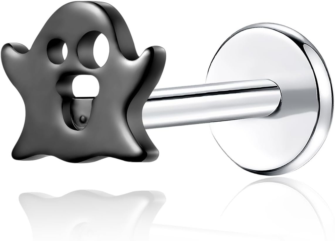 1Pcs G23 Titanium Flat Back Earrings Studs 16g F136 Implant Grade Titanium Labrets Press Fit Threadless Push In Dainty Cartilage Helix Conch Lobe Lip - QIAO CrystalQIAO CrystalQIAO Crystal