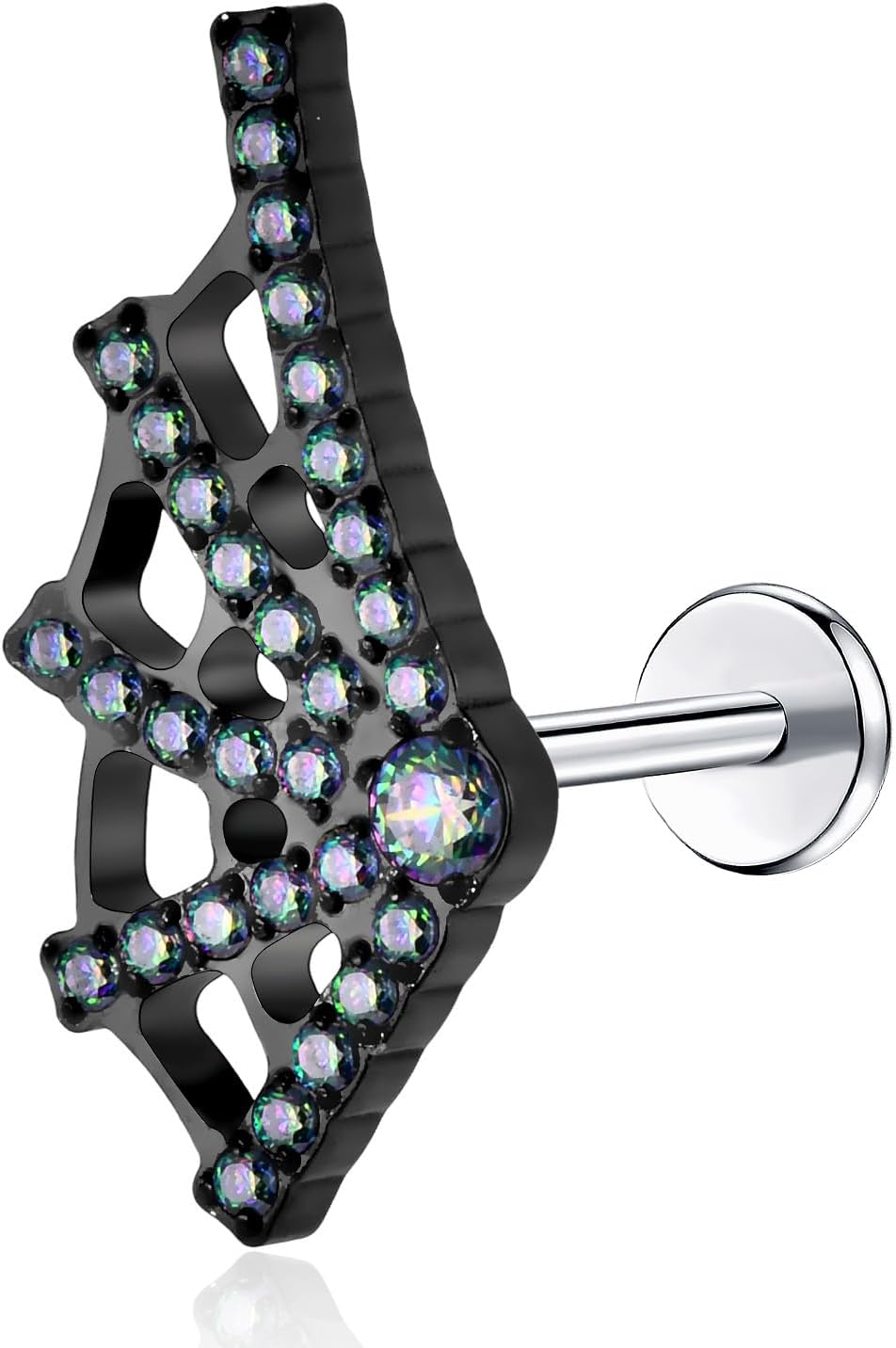 1Pcs G23 Titanium Flat Back Earrings Studs 16g F136 Implant Grade Titanium Labrets Press Fit Threadless Push In Dainty Cartilage Helix Conch Lobe Lip - QIAO CrystalQIAO CrystalQIAO Crystal