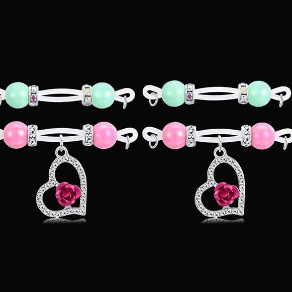 2 Pairs Adjustable Fake Nipple Rings for Women, Non Piercing Nipple Jewelry Nipple Noose Silicone Loop with Butterfly Heart Dangles Romantic Faux Nipple Barbells Body Jewelry for Lovers Women - QIAO Crystal我的商店QIAO Crystal