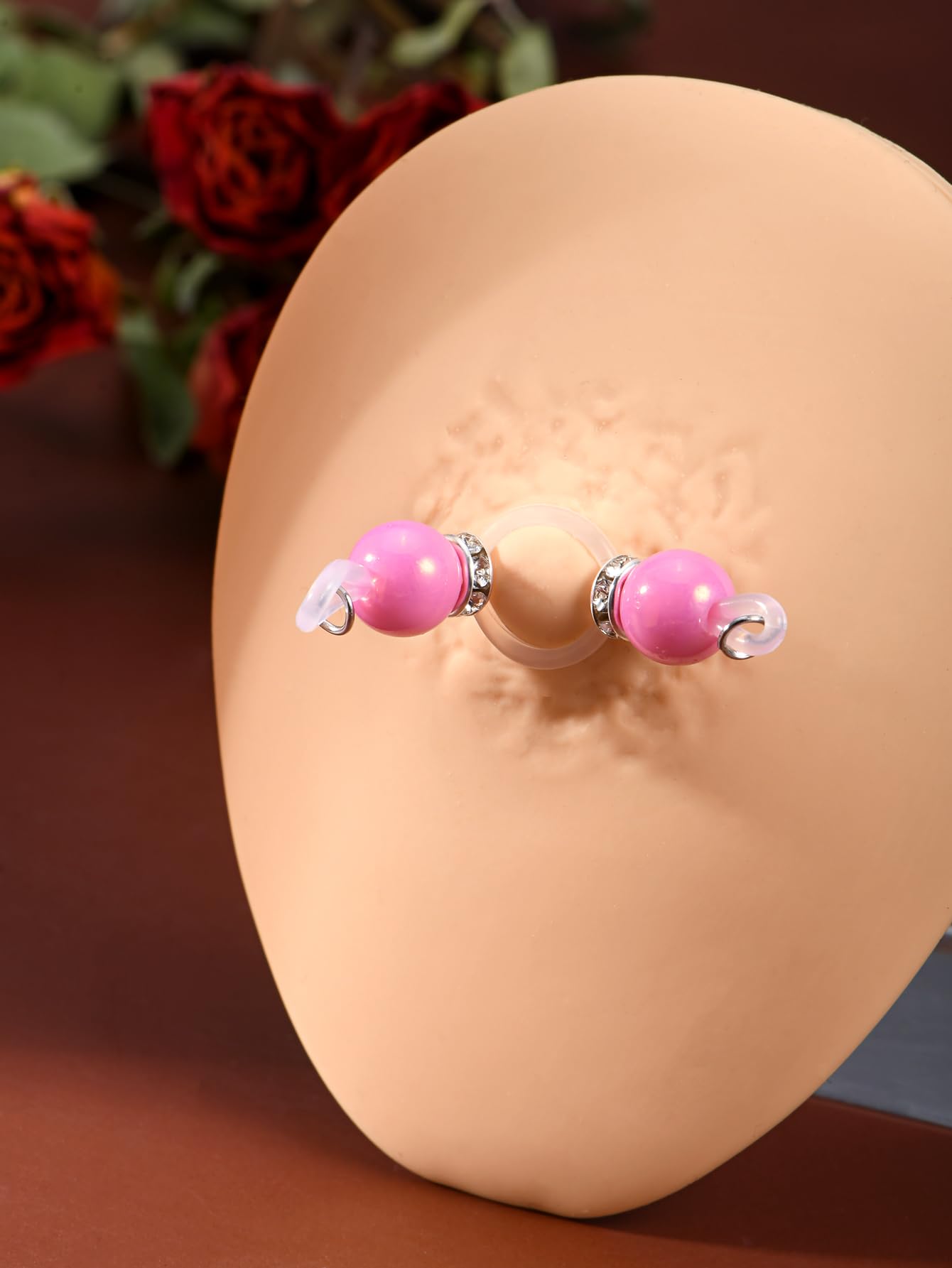 2 Pairs Adjustable Fake Nipple Rings for Women, Non Piercing Nipple Jewelry Nipple Noose Silicone Loop with Butterfly Heart Dangles Romantic Faux Nipple Barbells Body Jewelry for Lovers Women - QIAO Crystal我的商店QIAO Crystal