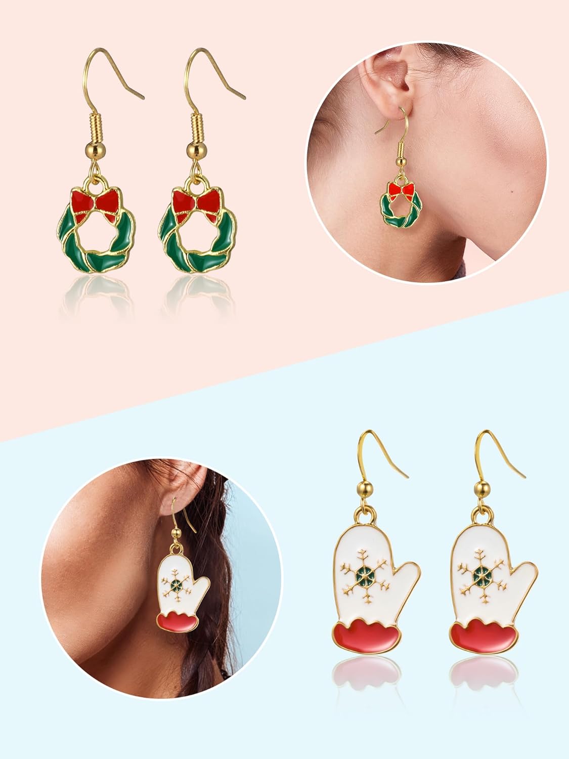 20 Pairs Christmas Earrings Bulk for Womens Holiday Earrings Christmas Drop Dangle Earrings Set Cute Xmas Holiday Tree Elk Snowman Santa Hook Earrings Christmas Party Jewelry Gifts - 我的商店我的商店我的商店