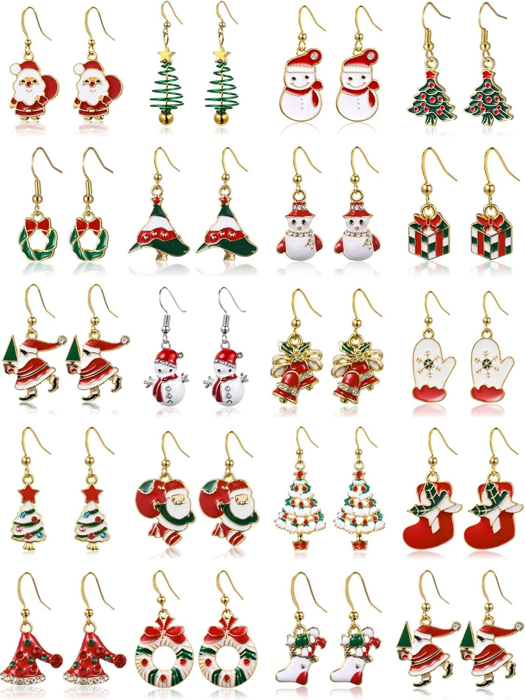20 Pairs Christmas Earrings Bulk for Womens Holiday Earrings Christmas Drop Dangle Earrings Set Cute Xmas Holiday Tree Elk Snowman Santa Hook Earrings Christmas Party Jewelry Gifts - 我的商店我的商店我的商店