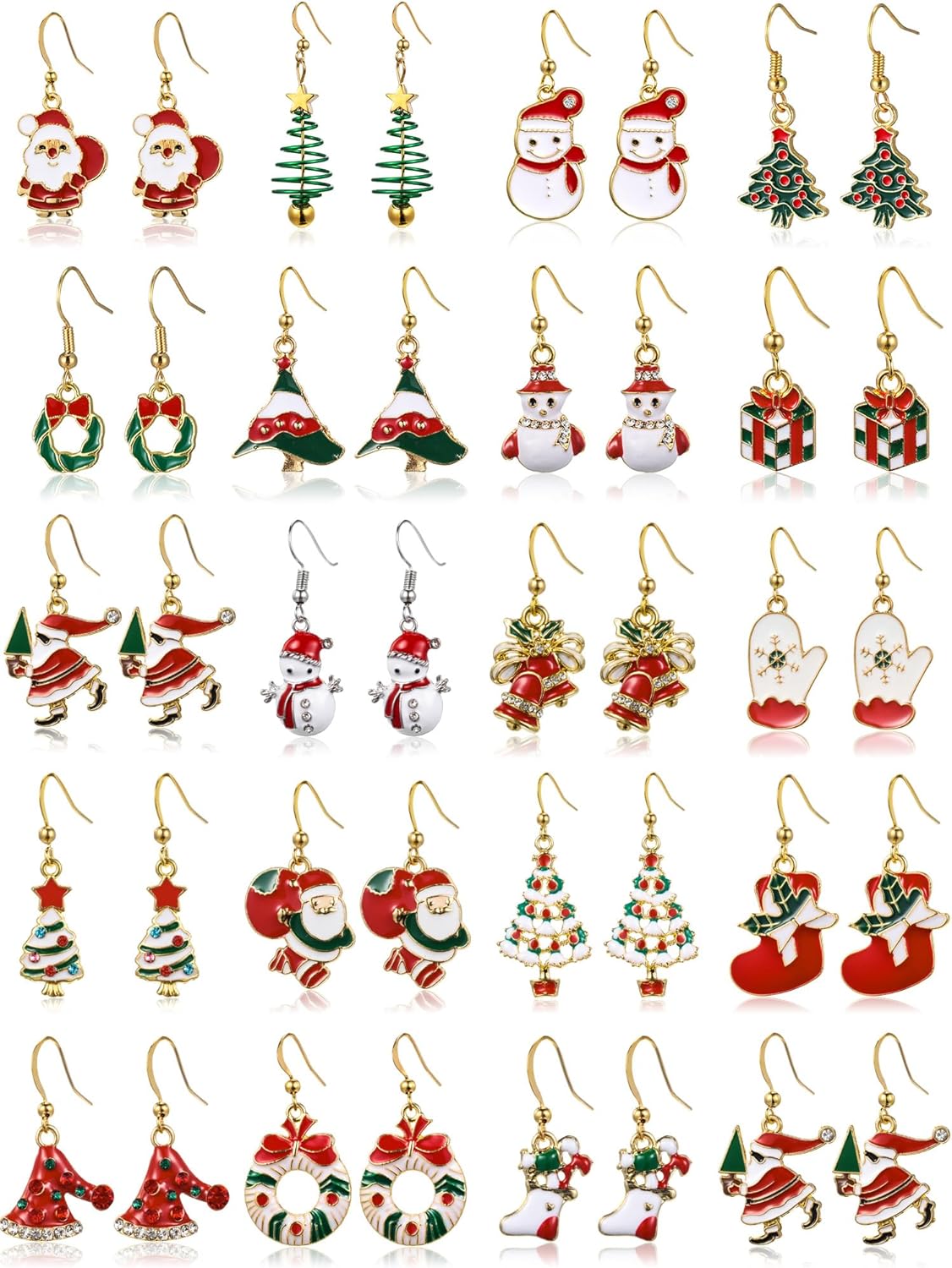 20 Pairs Christmas Earrings Bulk for Womens Holiday Earrings Christmas Drop Dangle Earrings Set Cute Xmas Holiday Tree Elk Snowman Santa Hook Earrings Christmas Party Jewelry Gifts - 我的商店我的商店我的商店