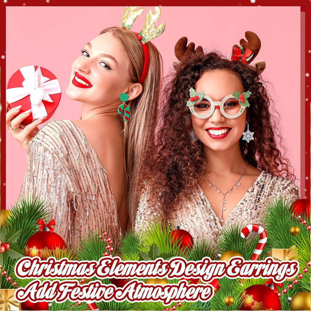 20 Pairs Christmas Earrings for Women Acrylic Holiday Earrings Drop Dangle Earring Christmas Tree Gingerbread Santa Claus Elk Snowflake Jewelry Accessories for Women - 我的商店我的商店我的商店