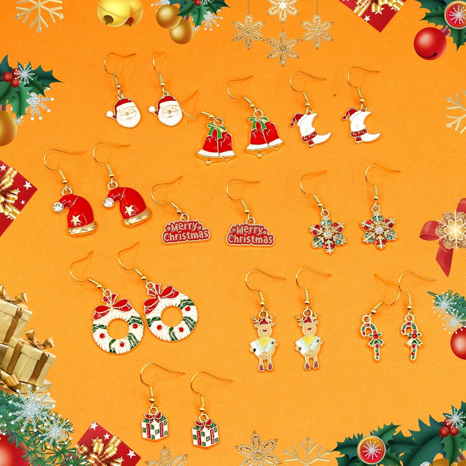 20/9 Pairs Christmas Earrings for Women Christmas Drop Dangle Earrings Set Christmas Tree Holiday Earrings Hook Earrings Party Jewelry Christmas Gifts - 我的商店我的商店我的商店