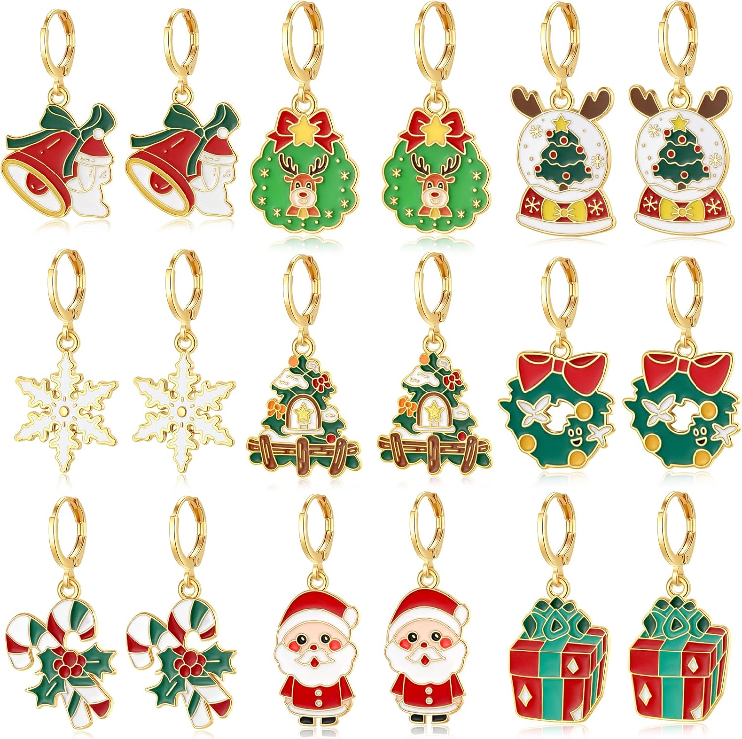20/9 Pairs Christmas Earrings for Women Christmas Drop Dangle Earrings Set Christmas Tree Holiday Earrings Hook Earrings Party Jewelry Christmas Gifts - 我的商店我的商店我的商店