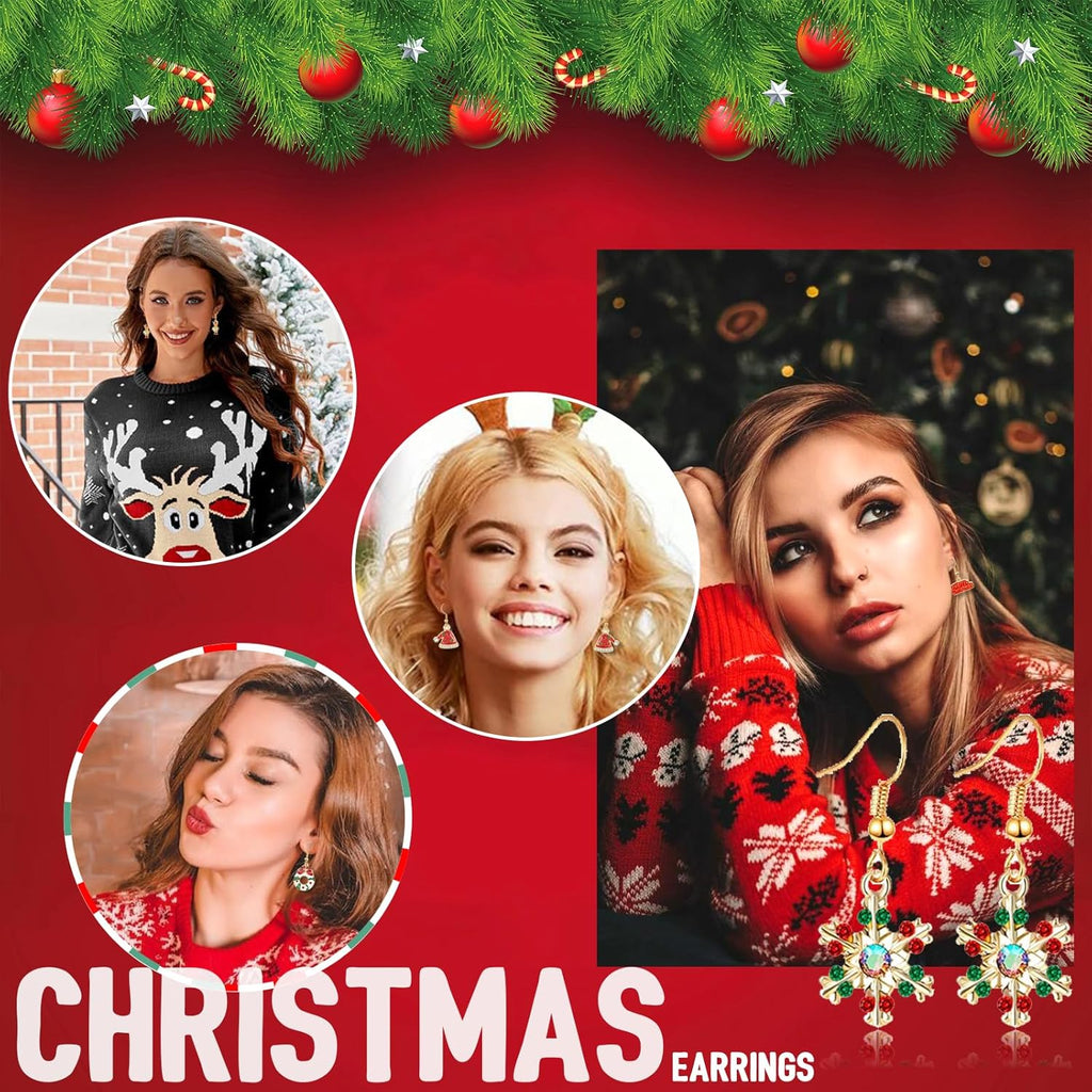 20/9 Pairs Christmas Earrings for Women Christmas Drop Dangle Earrings Set Christmas Tree Holiday Earrings Hook Earrings Party Jewelry Christmas Gifts - 我的商店我的商店我的商店