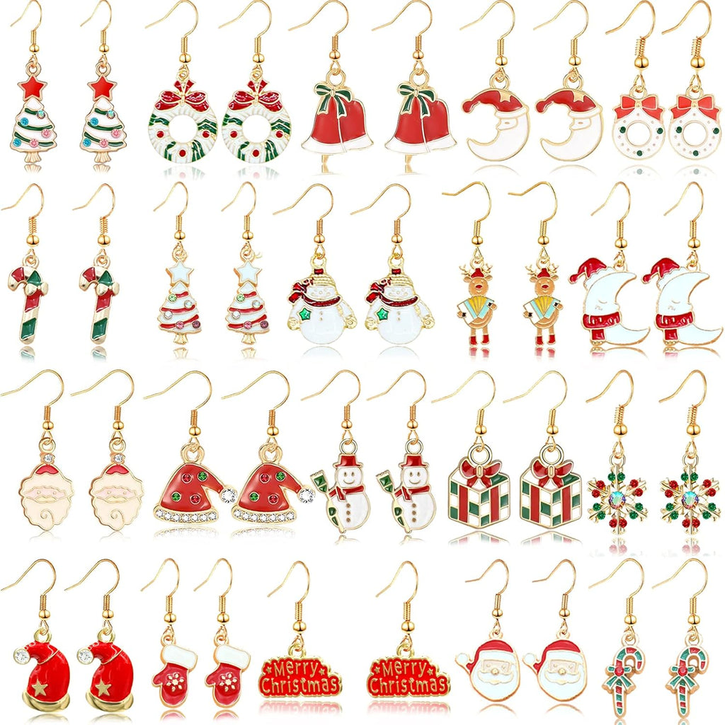 20/9 Pairs Christmas Earrings for Women Christmas Drop Dangle Earrings Set Christmas Tree Holiday Earrings Hook Earrings Party Jewelry Christmas Gifts - 我的商店我的商店我的商店