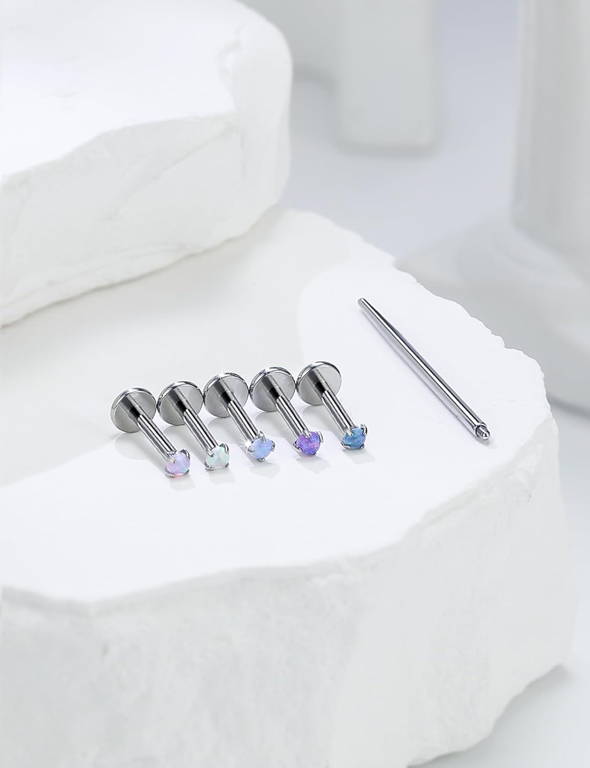 20G 18G 16G Astm F136 Titanium Internal Thread Flat Back Earrings Nose Studs Tragus Helix - QIAO CrystalQIAO CrystalQIAO Crystal