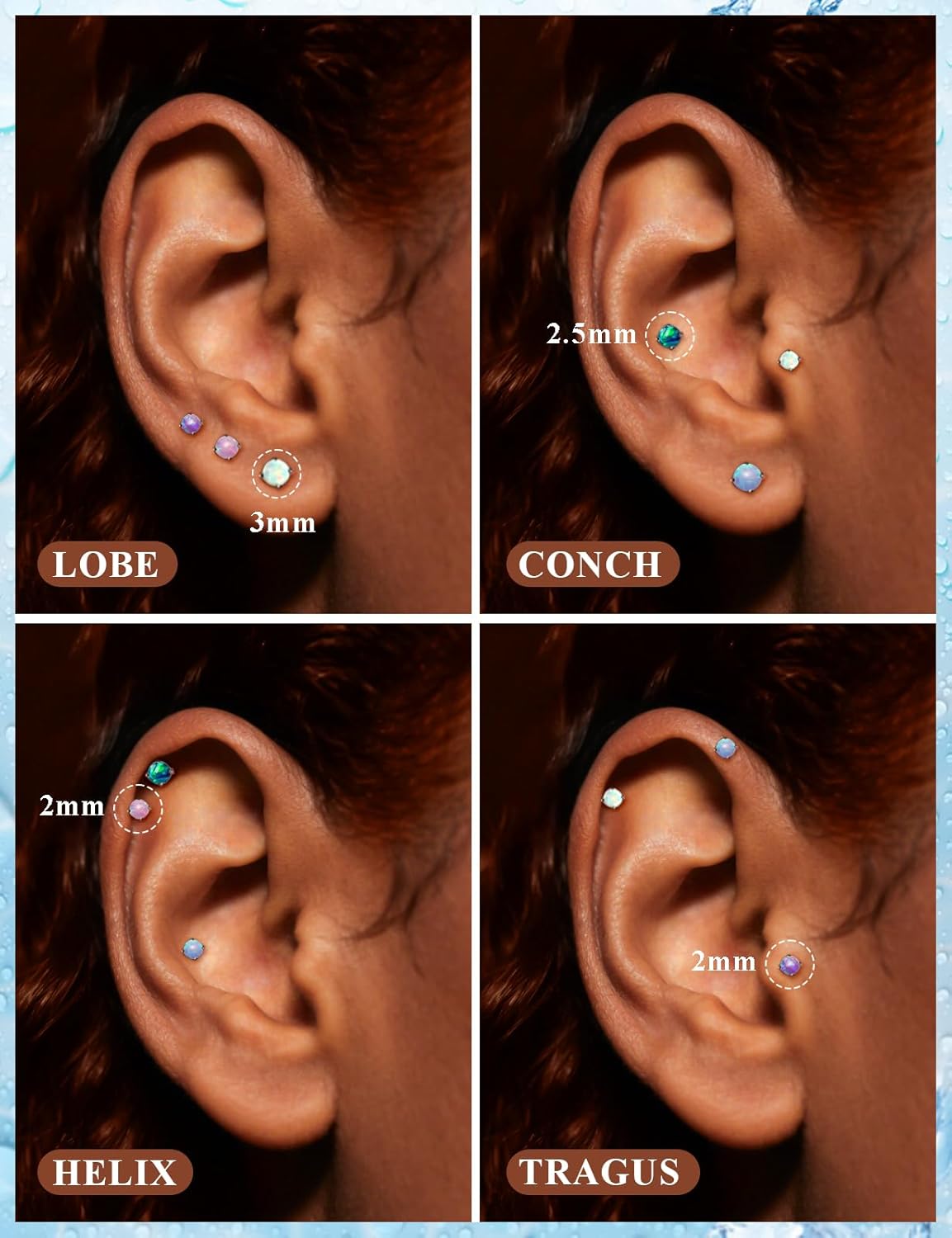 20G 18G 16G Astm F136 Titanium Internal Thread Flat Back Earrings Nose Studs Tragus Helix - QIAO CrystalQIAO CrystalQIAO Crystal