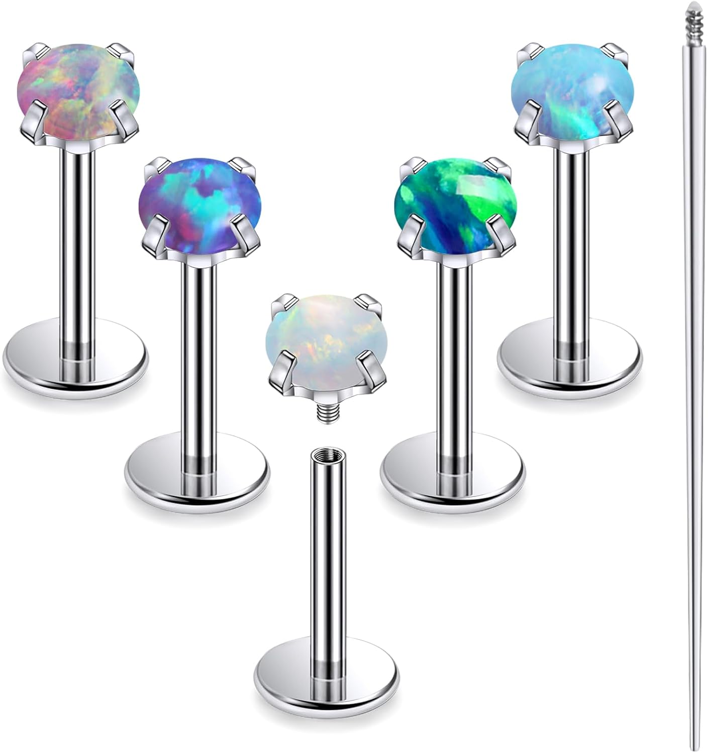 20G 18G 16G Astm F136 Titanium Internal Thread Flat Back Earrings Nose Studs Tragus Helix - QIAO CrystalQIAO CrystalQIAO Crystal