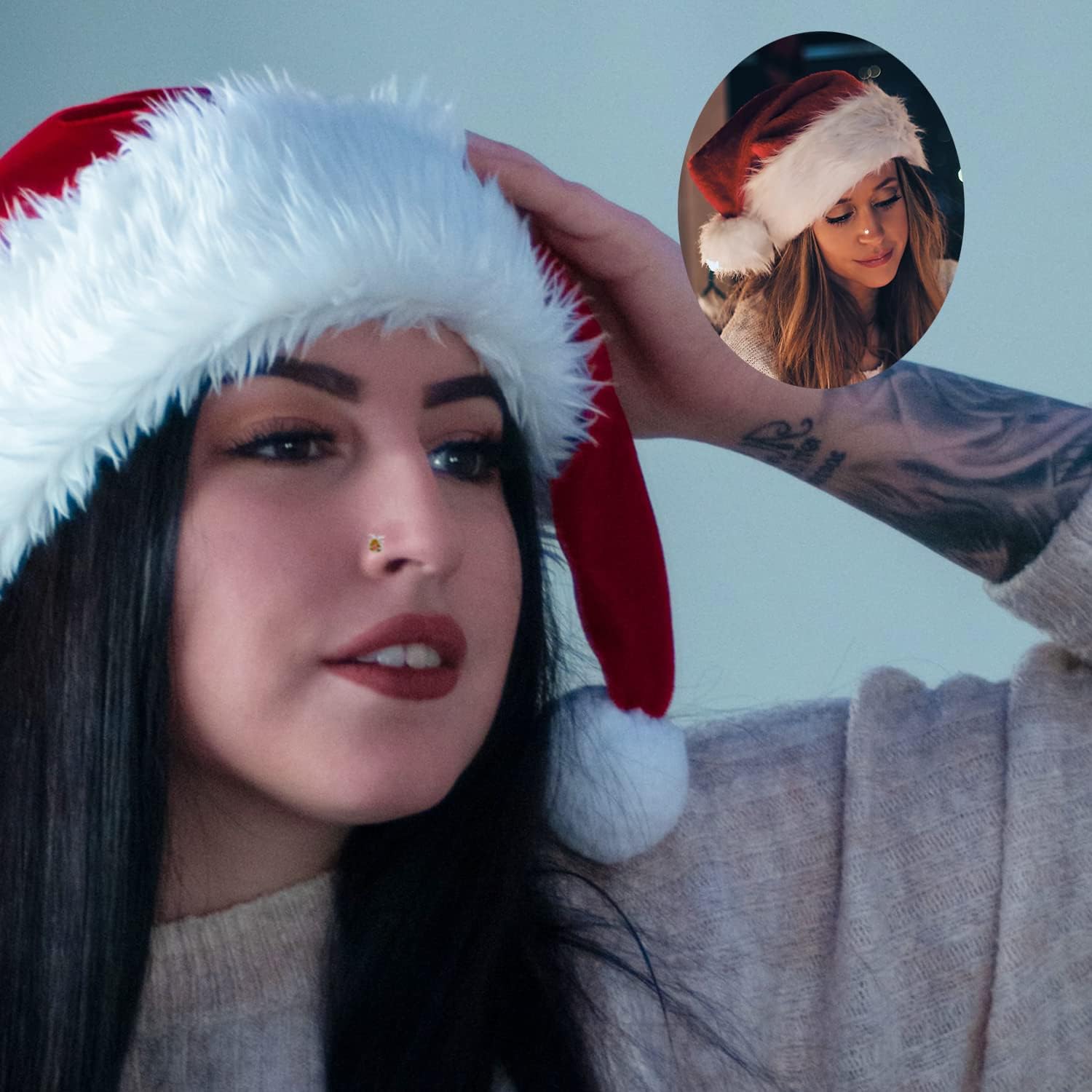 20G Christmas Nose Rings Pack Christmas Elements L - Shaped Nose Piercing Jewelry 316L Stainless Steel snowmen Nose Ring Stud Nostril Piercing Jewelry for Women,Men - QIAO CrystalQIAO CrystalQIAO Crystal