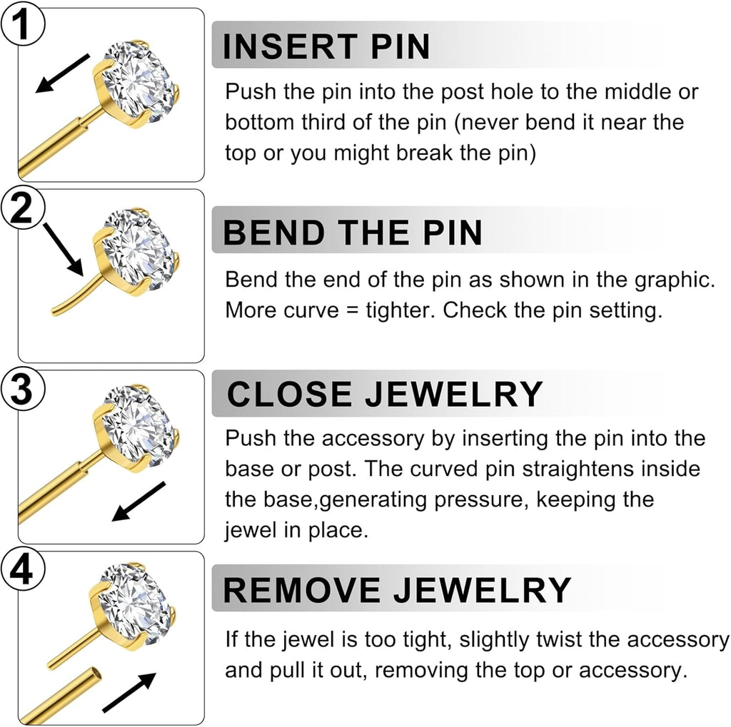 20G Flat Back Earrings Stud G23 Titanium Threadless Tragus Labret Cartilage Lip Medusa Conch Body Piercing Jewelry Hypoallergenic for Women Men - QIAO CrystalQIAO CrystalQIAO Crystal