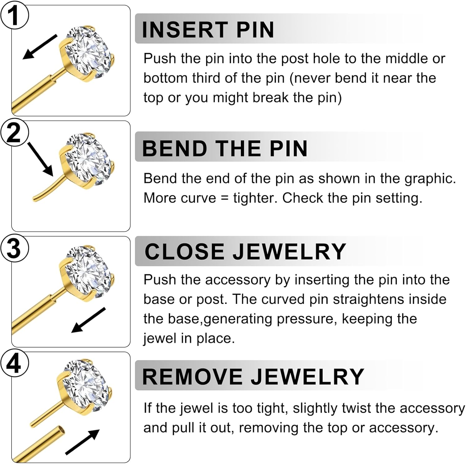 20G Flat Back Earrings Stud G23 Titanium Threadless Tragus Labret Cartilage Lip Medusa Conch Body Piercing Jewelry Hypoallergenic for Women Men - QIAO CrystalQIAO CrystalQIAO Crystal