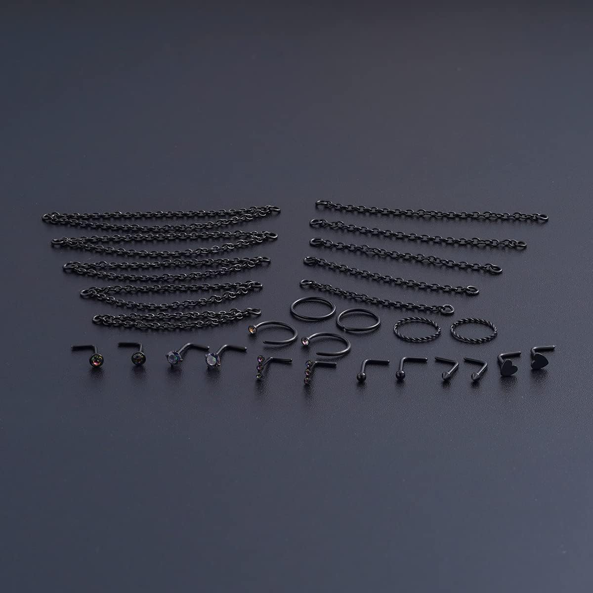 20G Nose Ring Piercing Chain Stainless Steel Across Nostril Jewelry - QIAO CrystalQIAO CrystalQIAO Crystal