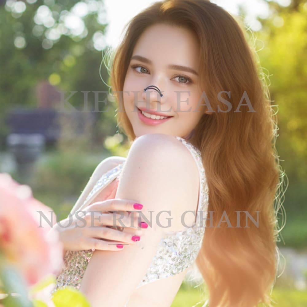 20G Nose Ring Piercing Chain Stainless Steel Across Nostril Jewelry - QIAO CrystalQIAO CrystalQIAO Crystal