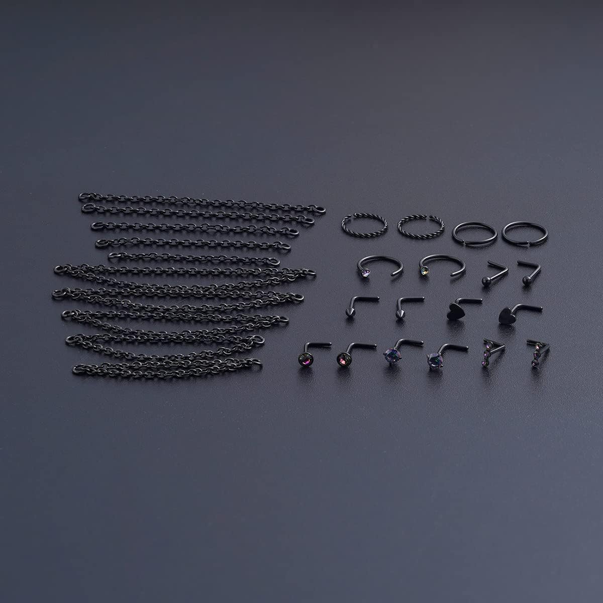 20G Nose Ring Piercing Chain Stainless Steel Across Nostril Jewelry - QIAO CrystalQIAO CrystalQIAO Crystal
