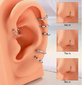 20G Nose Rings Hoops, 316L Surgical Steel Hinged Segment Nose Piercing Jewelry, Septum Lip Eyebrow Rings Cartilage Conch Rook Helix Tragus Daith Earrings For Women and Men - 6/7/8MM - QIAO Crystal我的商店QIAO Crystal