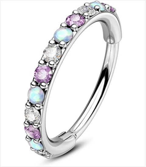 20G Nose Rings Hoops, 316L Surgical Steel Hinged Segment Nose Piercing Jewelry, Septum Lip Eyebrow Rings Cartilage Conch Rook Helix Tragus Daith Earrings For Women and Men - 6/7/8MM - QIAO Crystal我的商店QIAO Crystal