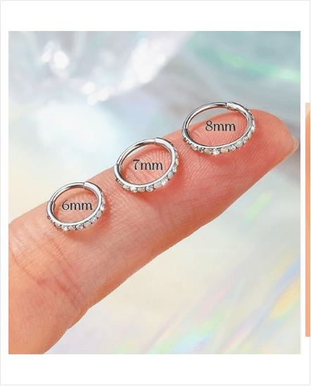 20G Nose Rings Hoops, 316L Surgical Steel Hinged Segment Nose Piercing Jewelry, Septum Lip Eyebrow Rings Cartilage Conch Rook Helix Tragus Daith Earrings For Women and Men - 6/7/8MM - QIAO Crystal我的商店QIAO Crystal