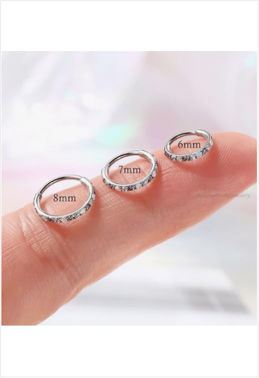 20G Nose Rings Hoops, 316L Surgical Steel Hinged Segment Nose Piercing Jewelry, Septum Lip Eyebrow Rings Cartilage Conch Rook Helix Tragus Daith Earrings For Women and Men - 6/7/8MM - QIAO Crystal我的商店QIAO Crystal