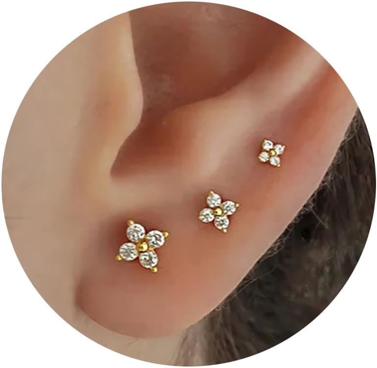 20G/18G/16G Flat Back Earrings Tiny artilage Earring Threadless Tragus Helix Stud Conch Piercing Jewelry - QIAO CrystalQIAO CrystalQIAO Crystal