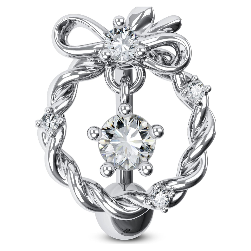 14G Christmas Belly Button Rings - Hinge Top Down Navel Rings for Women - Hypoallergenic Belly Piercing Jewelry