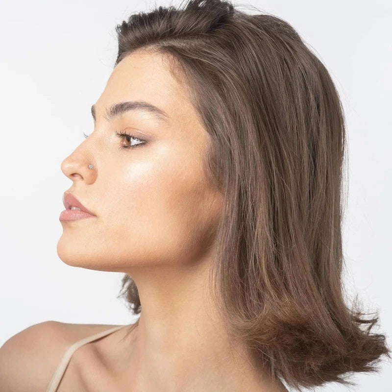 22 Gauge Straight Bone Flower Nose Stud 14k White or Yellow Gold 4.5mm Cubic Zirconia Nose Ring