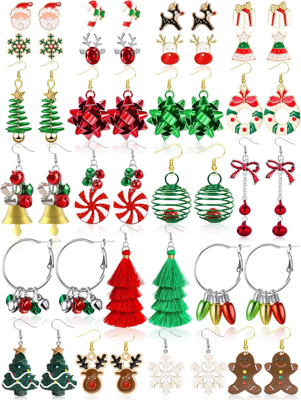 23 Pairs Christmas Earrings for Women Xmas Holiday Dangle Earrings Christmas Stud Tree Snowflake Bow Bells Light Earrings Bulk Cute Christmas Party Jewelry Gifts - 我的商店我的商店我的商店