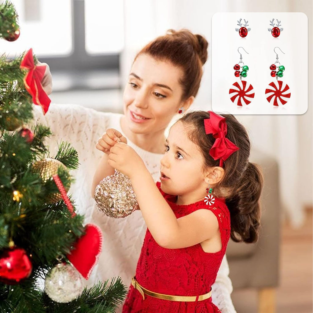 23 Pairs Christmas Earrings for Women Xmas Holiday Dangle Earrings Christmas Stud Tree Snowflake Bow Bells Light Earrings Bulk Cute Christmas Party Jewelry Gifts - 我的商店我的商店我的商店