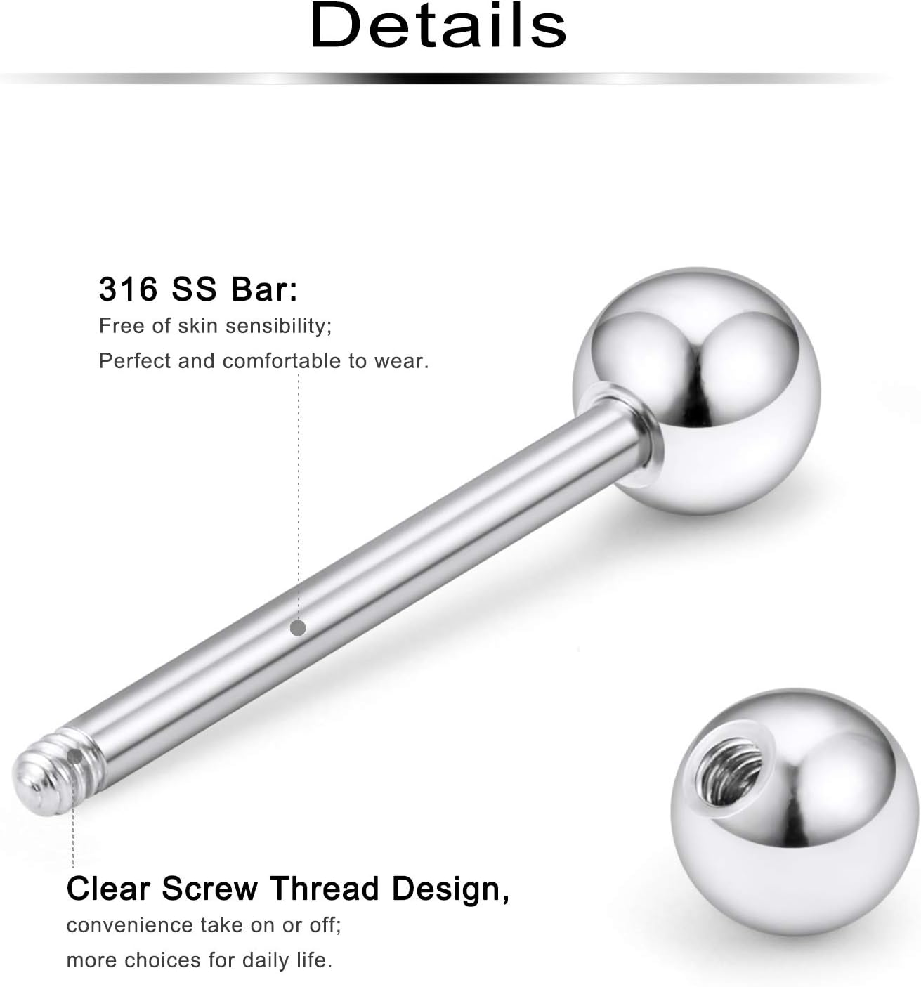 24 - 48pcs 14G 14 - 22mm Tongue Rings Nipple Straight Barbells Surgical Steel Nipplerings Bar Body Piercing Jewelry for Women Men - QIAO CrystalQIAO CrystalQIAO Crystal