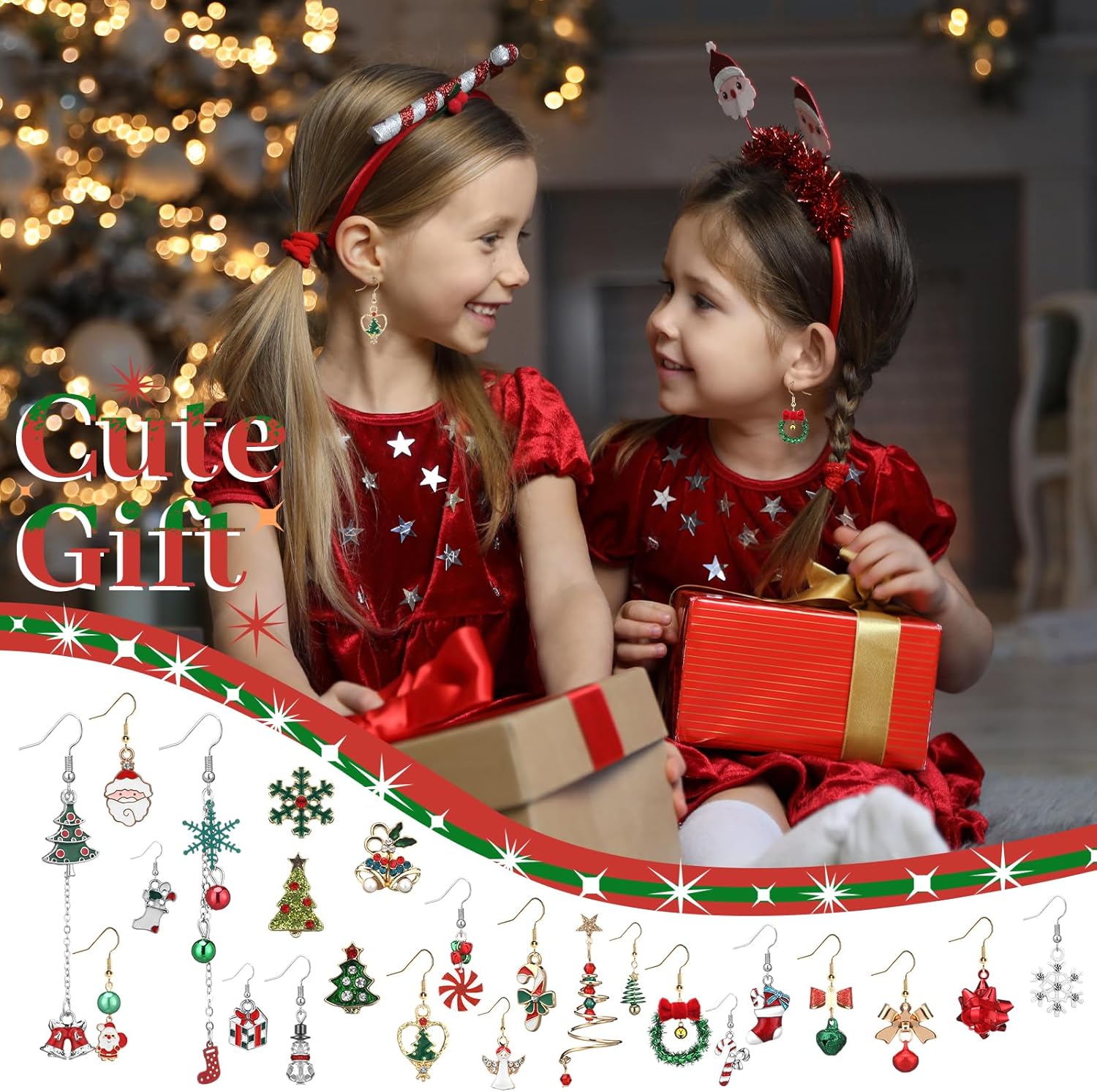 24 Pairs Christmas Earrings for Women Christmas Gifts Bulk Individually Packaged Xmas Holiday Dangle Earrings with Cards Festive Cute Snowflake Xmas Tree Snowman Santa Claus Jewelry Gifts - 我的商店我的商店我的商店