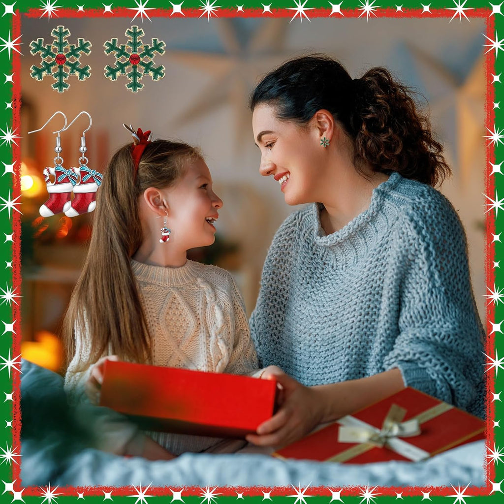 24 Pairs Christmas Earrings for Women Christmas Gifts Bulk Individually Packaged Xmas Holiday Dangle Earrings with Cards Festive Cute Snowflake Xmas Tree Snowman Santa Claus Jewelry Gifts - 我的商店我的商店我的商店