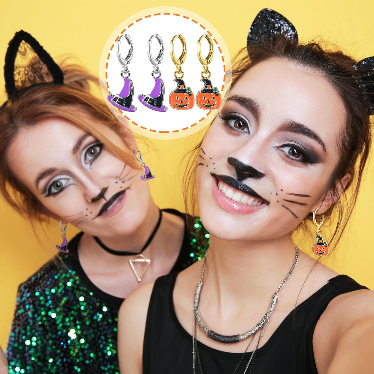 24 Pairs Hypoallergenic Halloween Christmas Earrings for Women Small Hoop Dangle Earrings Maple Leaf Ghost Pumpkin, Fall Thanksgiving Gift - 我的商店我的商店我的商店