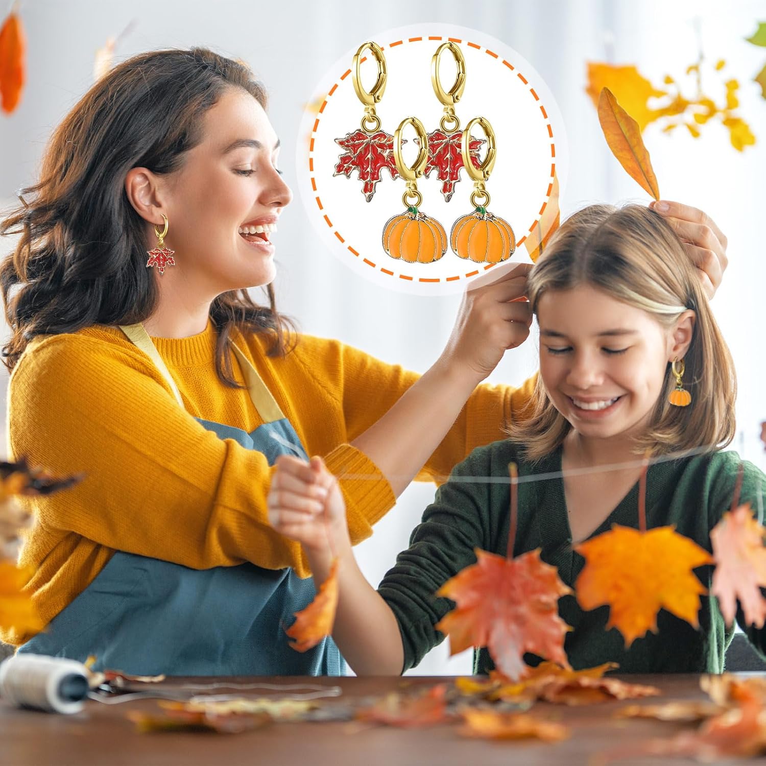 24 Pairs Hypoallergenic Halloween Christmas Earrings for Women Small Hoop Dangle Earrings Maple Leaf Ghost Pumpkin, Fall Thanksgiving Gift - 我的商店我的商店我的商店