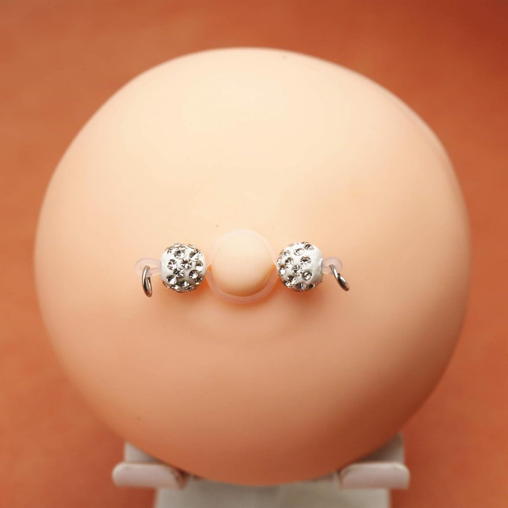 2Pairs Non - Piercing Nipple Rings Rhinestones Faux Nipple Barbells Adjustable Fake Nipple Chain Body Jewelry - QIAO CrystalQIAO CrystalQIAO Crystal