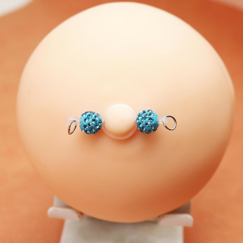 2Pairs Non - Piercing Nipple Rings Rhinestones Faux Nipple Barbells Adjustable Fake Nipple Chain Body Jewelry - QIAO CrystalQIAO CrystalQIAO Crystal