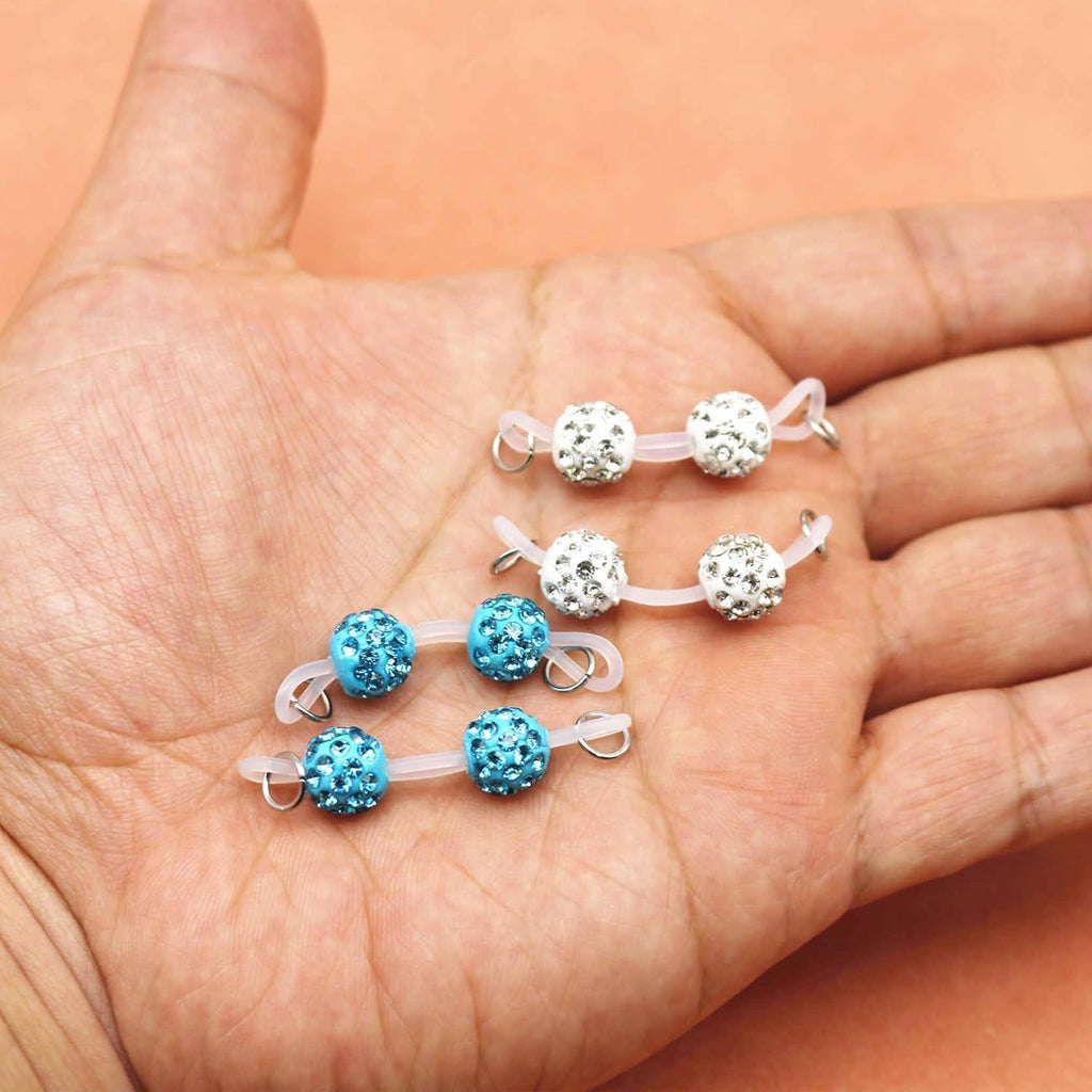 2Pairs Non - Piercing Nipple Rings Rhinestones Faux Nipple Barbells Adjustable Fake Nipple Chain Body Jewelry - QIAO CrystalQIAO CrystalQIAO Crystal