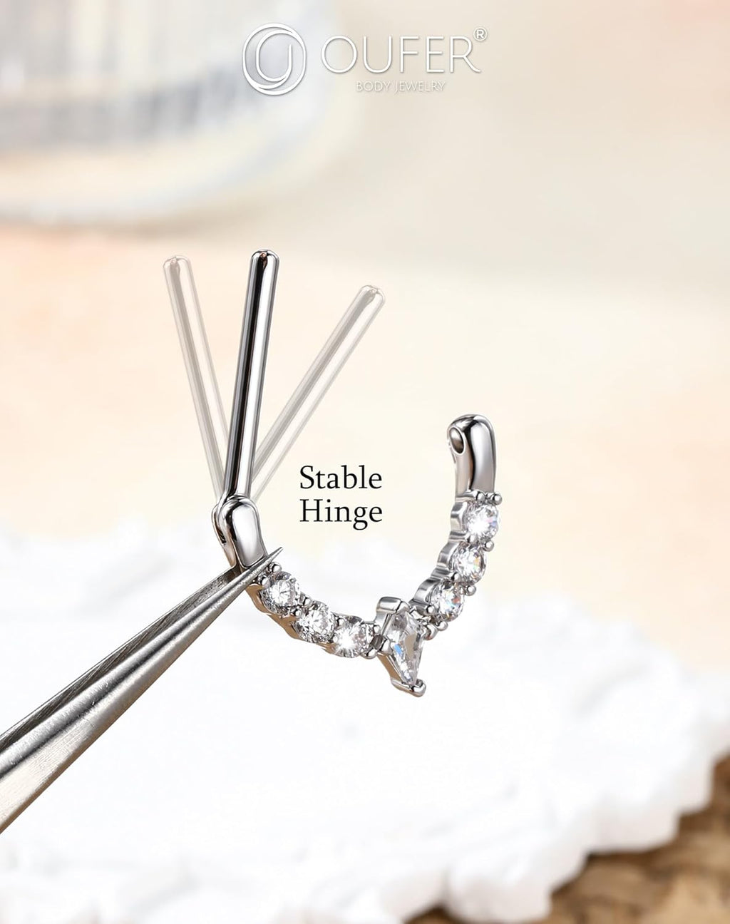 2PCS 14G Nipple Piercing Jewelry, 316l Surgical Steel Nipple Rings for Women Men, Clear CZ Hinged Segment Clicker Rings Hoops - Silver - QIAO CrystalQIAO CrystalQIAO Crystal