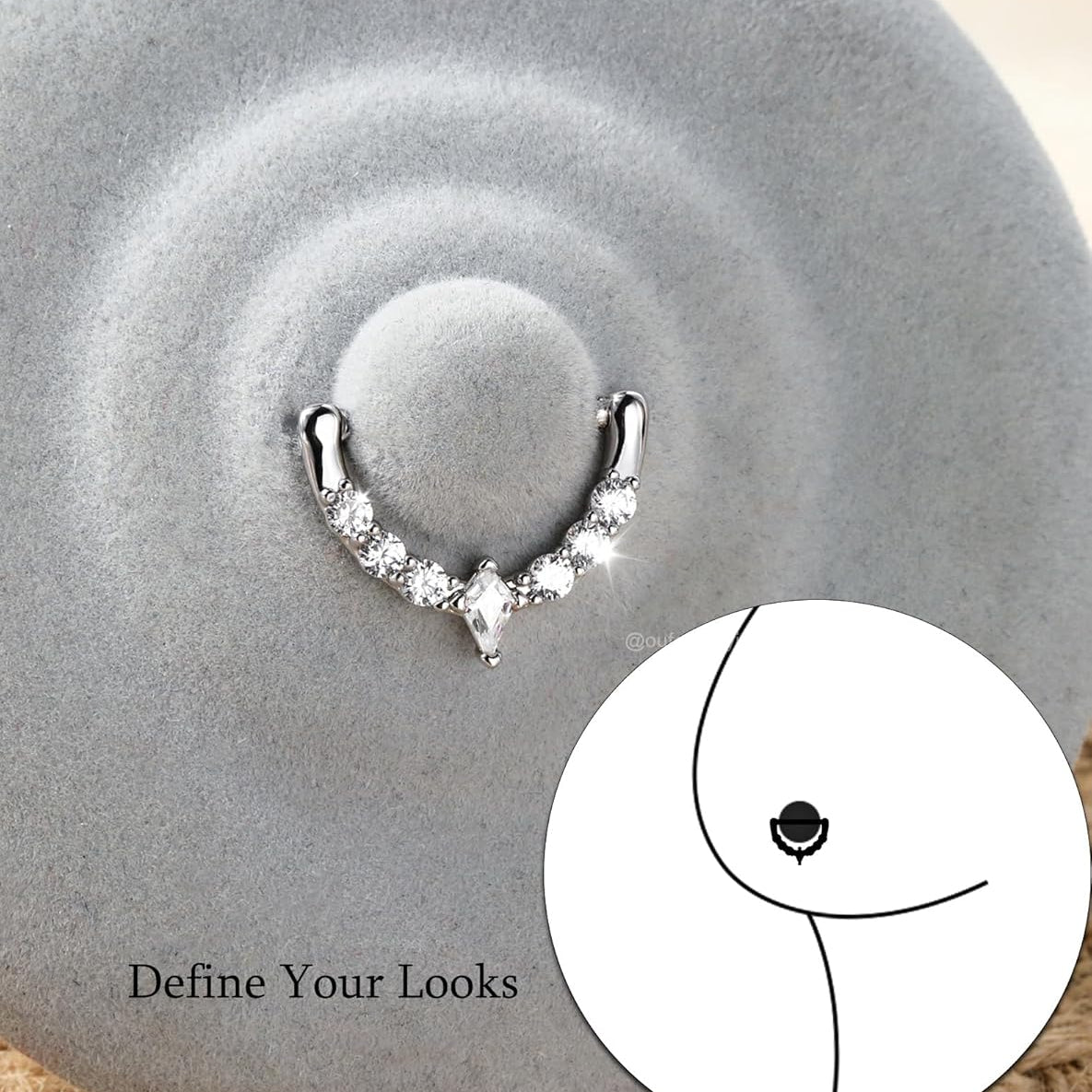 2PCS 14G Nipple Piercing Jewelry, 316l Surgical Steel Nipple Rings for Women Men, Clear CZ Hinged Segment Clicker Rings Hoops - Silver - QIAO CrystalQIAO CrystalQIAO Crystal