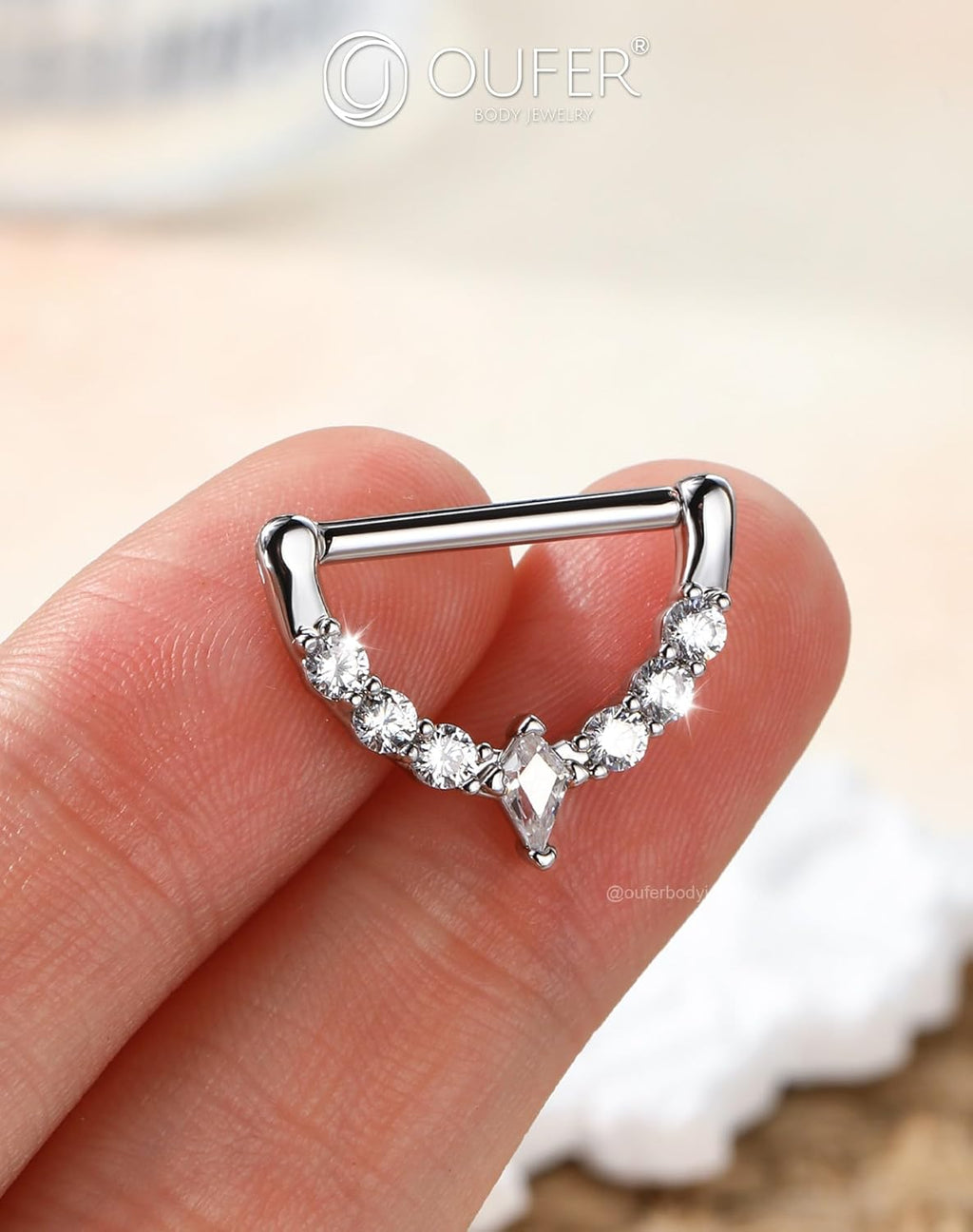 2PCS 14G Nipple Piercing Jewelry, 316l Surgical Steel Nipple Rings for Women Men, Clear CZ Hinged Segment Clicker Rings Hoops - Silver - QIAO CrystalQIAO CrystalQIAO Crystal