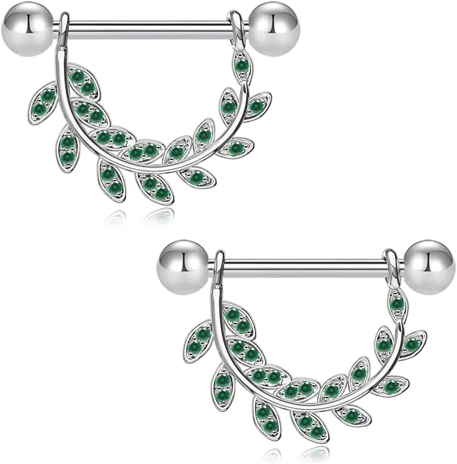 2pcs 14G Nipple Rings Flower Nipple Bars Surgial Steel 316L Nipple Piercing Jewelry Heart Nipple Barbell for Women - QIAO CrystalQIAO CrystalQIAO Crystal