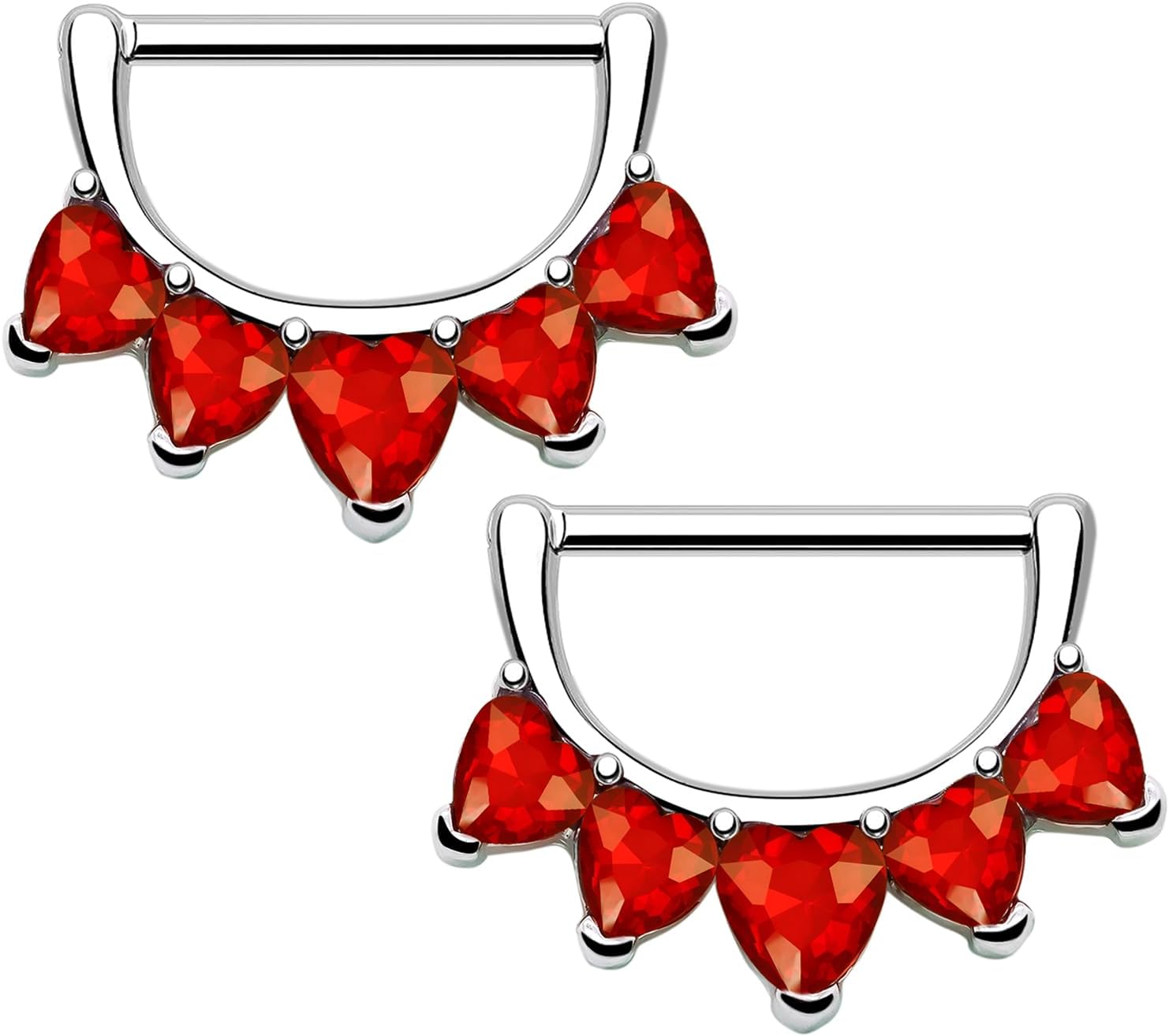 2pcs 14G Nipple Rings Flower Nipple Bars Surgial Steel 316L Nipple Piercing Jewelry Heart Nipple Barbell for Women - QIAO CrystalQIAO CrystalQIAO Crystal
