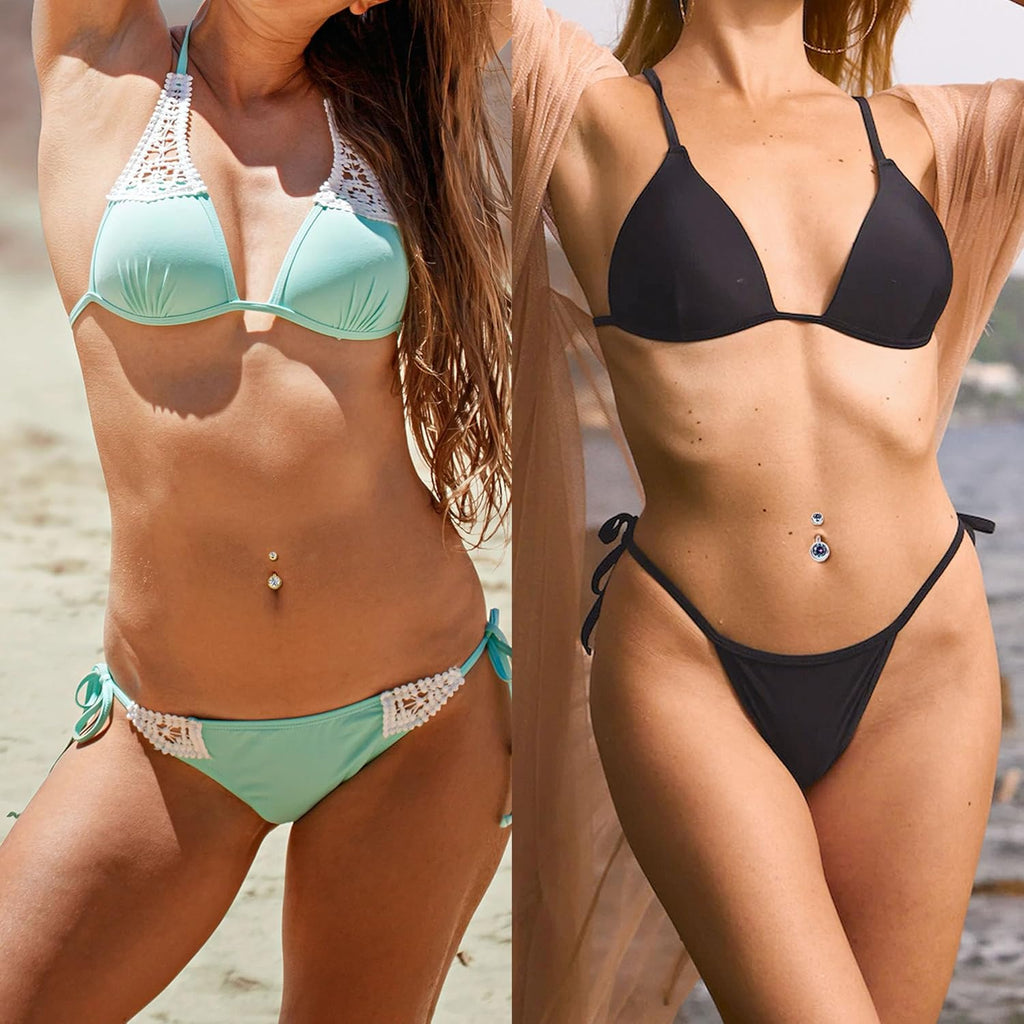 2PCS 14G Surgical Steel Belly Button Rings for Women Round CZ Navel Ring Long Belly Rings Belly Piercing Jewelry 6 - 16MM - 我的商店我的商店我的商店