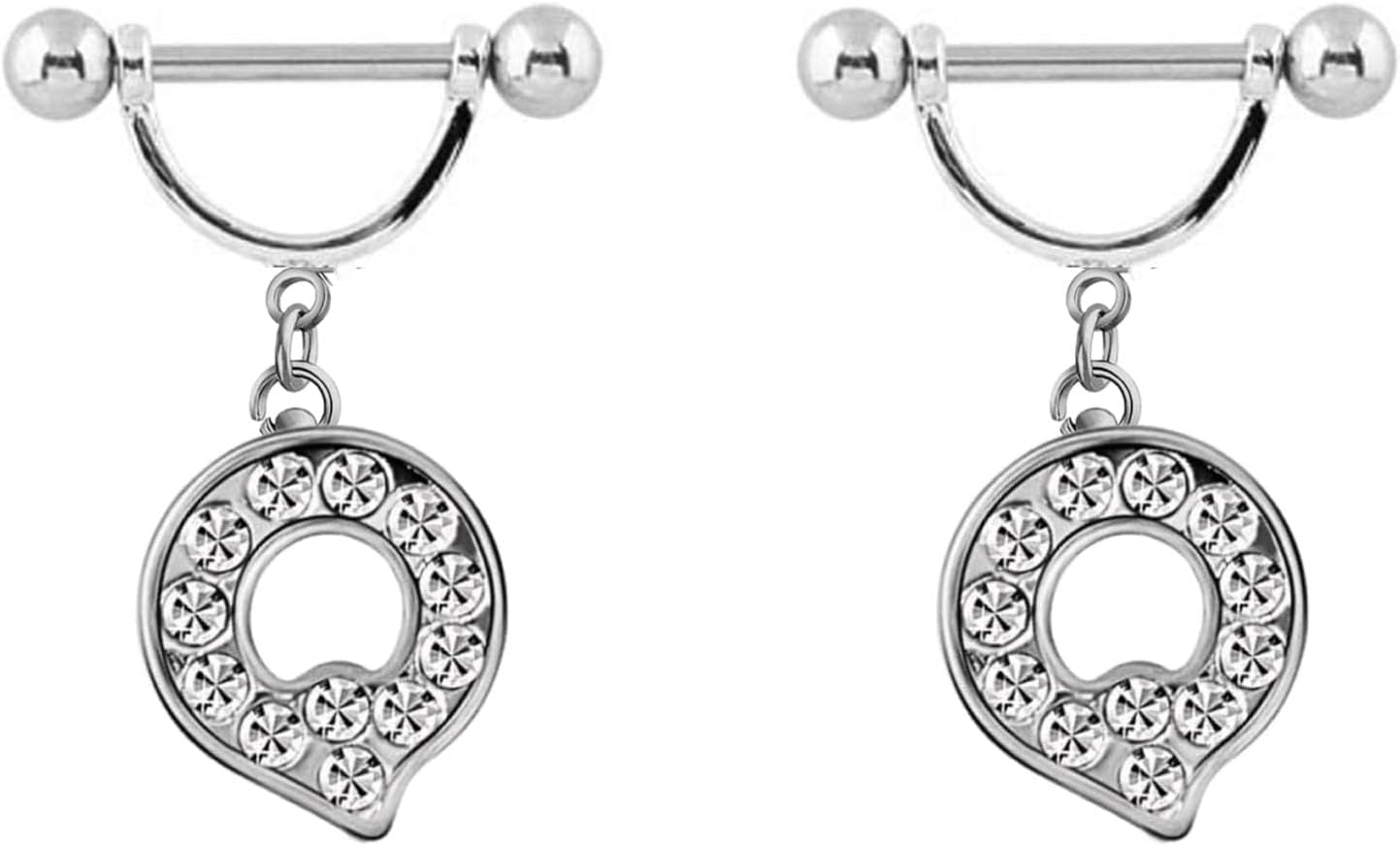 2Pcs 14GA Stainless Steel Nipple Rings Name Initial Letter Nipple Barbell for Women Men English Alphabet Hypoallergenic Body Piercing Jewelry - QIAO CrystalQIAO CrystalQIAO Crystal