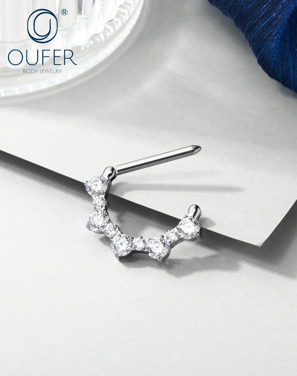 2PCS G23 Titanium Nipple Rings, 14g Nipple Piercing Jewelry, Clear Cubic Zircon Barbell Clicker Piercing Jewelry for Women - QIAO CrystalQIAO CrystalQIAO Crystal