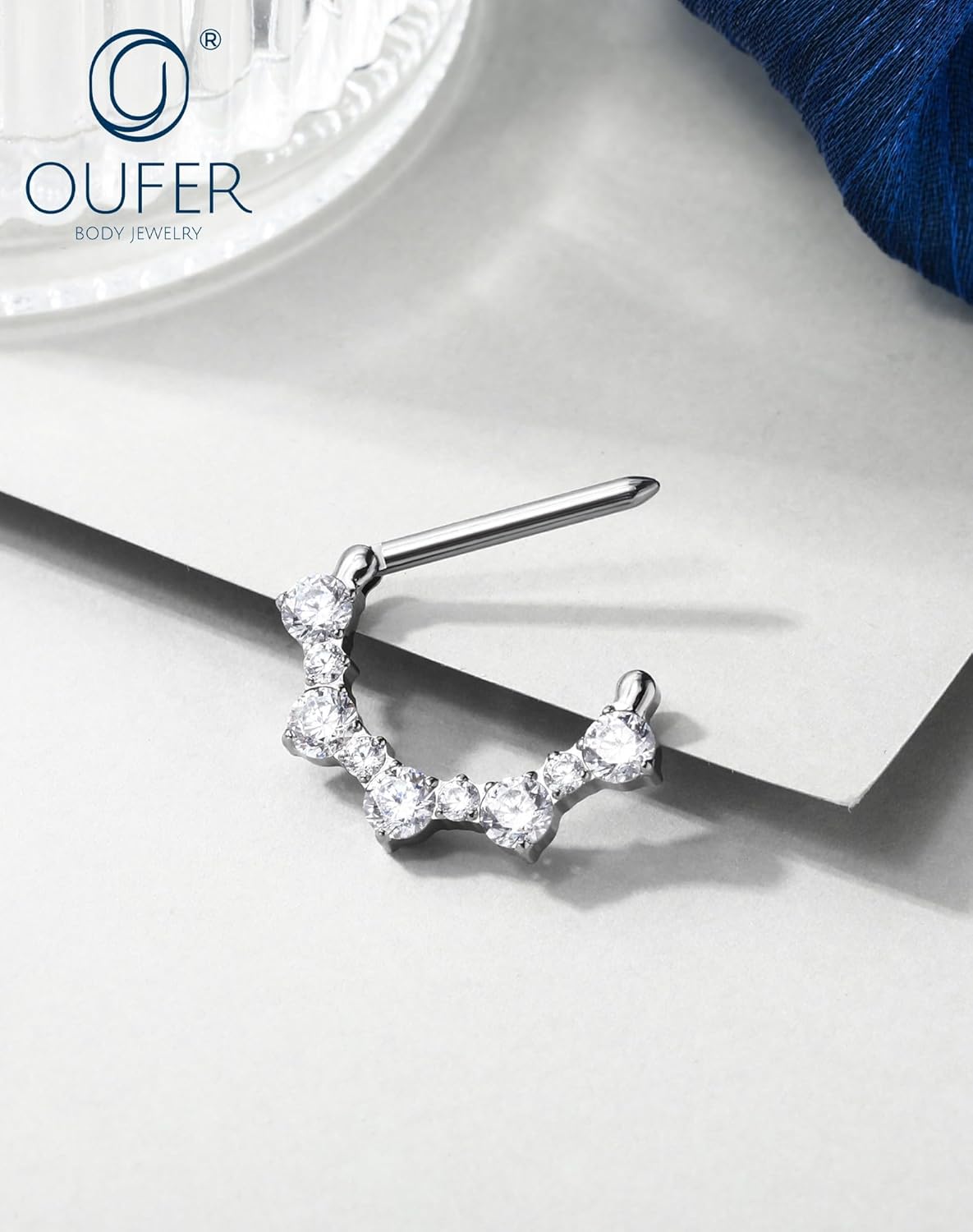 2PCS G23 Titanium Nipple Rings, 14g Nipple Piercing Jewelry, Clear Cubic Zircon Barbell Clicker Piercing Jewelry for Women - QIAO CrystalQIAO CrystalQIAO Crystal